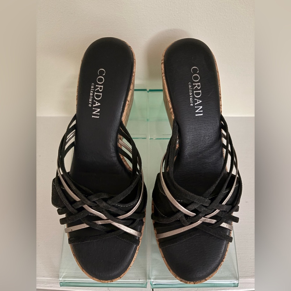 Cordani Women's Black and Silver Strappy Sandals